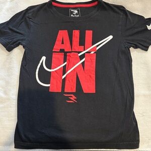 Nike Black Tee with Red 'All In' Graphic